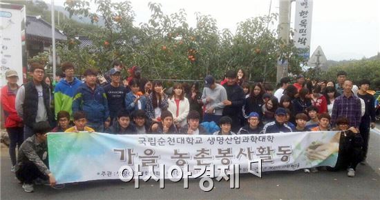 순천대 생명산업과학대학,섬진강다무락마을 일손돕기 펼쳐