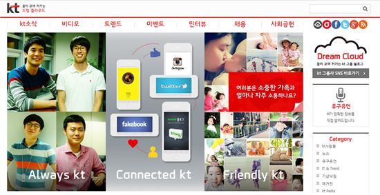▲KT 그룹 블로그 메인 페이지