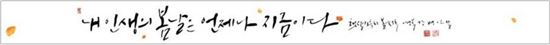 강병인 캘리그래피스트가 '생명의 다리' 프로젝트에 남긴 글귀 