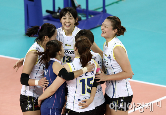 [포토] 득점에 기뻐하는 도로공사