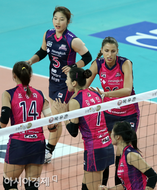 [포토] 흥국생명 득점 기쁨