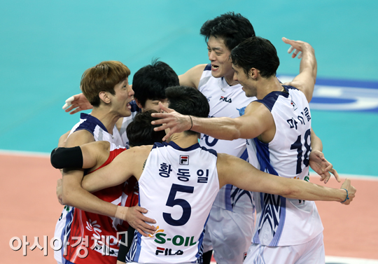 [포토] 대한항공 '완승 거두고 단독 선두 질주~'