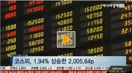 [마감시황]코스피, 1.94% 상승한 2,005.64p