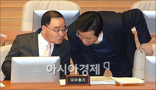 [포토]정치분야대정부질문 참석한 정홍원 총리