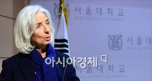 [포토]특강하는 크리스틴 리가르드 IMF 총재