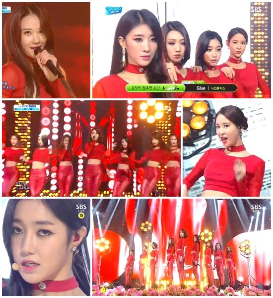 '인기가요' 나인뮤지스, 강렬한 레드의 유혹 '파격+섹시'