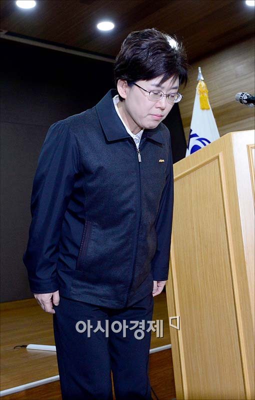 [포토]고개숙인 최연혜 사장