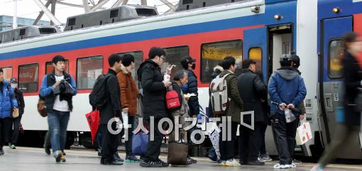 [포토]'열차 타는 시민들'
