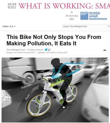 ▲라이트포그가 개발 중인 '공기 정화 자전거'(출처: 허핑턴포스트)