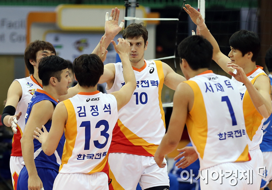 [포토] 한국전력 득점 기쁨