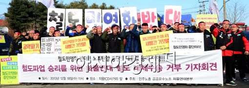 [포토]화물연대, 철도노조 파업 동참