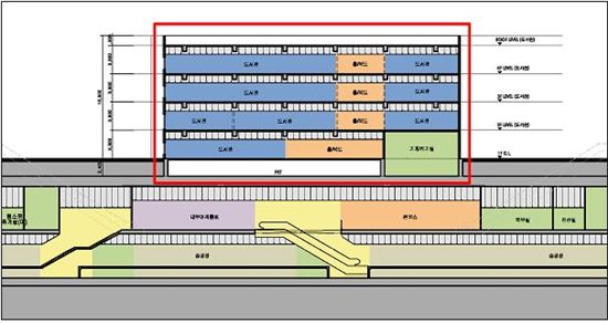 수원~인천 복선전철 고색역 위에 들어서는 공공도서관 건설단면도