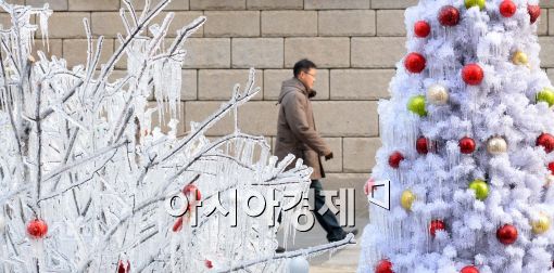 [포토]매서운 추위 속 인공 얼음나무