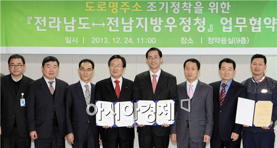 [포토]전남도와 전남지방우정청간 도로명 주소 정착을 위한 업무협약 