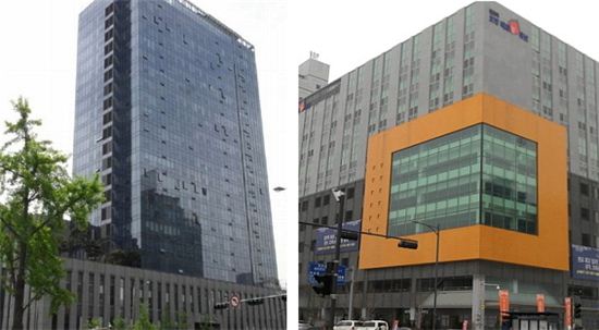 ▲전국에서 가장 비싼 오피스텔과 상가에 이름을 올린 서울 청담동의 '피엔폴루스'(왼쪽)와 성남 판교의 '메트로큐브' 전경