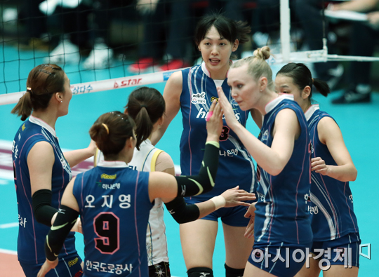 [포토] 득점에 기뻐하는 도로공사