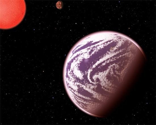 ▲지구에서 200광년 떨어진 거리에서 붉은 항성 주변을 돌고 있는 KOI-314C 행성. 