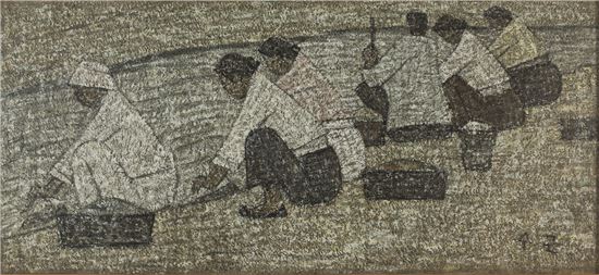 박수근 작품 '빨래터'.