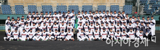 [포토] 단체사진 촬영하는 두산 베어스 선수단
