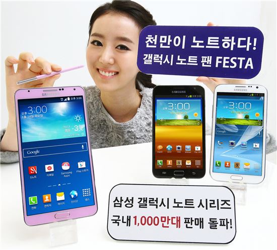 삼성 '갤노트' 3형제, 국내 판매량 1000만대 돌파