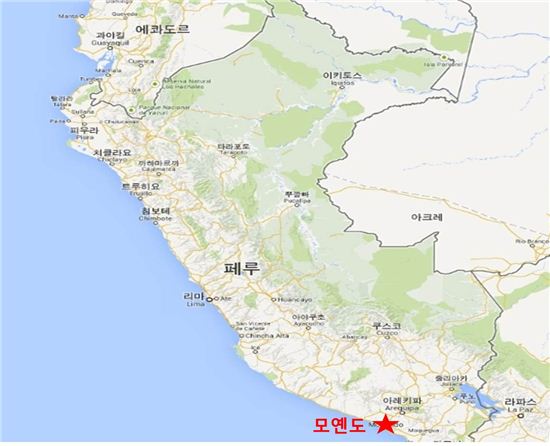 포스코건설이 중남미 페루에서 3억달러 규모 에너지 플랜트 사업을 수주했다고 23일 밝혔다. 사업지가 있는 모옌도 위치도(자료 포스코건설)