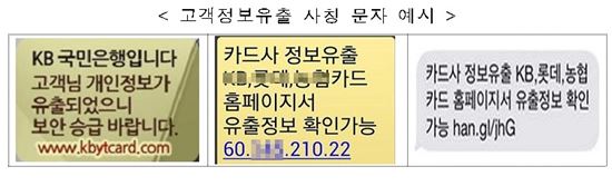 정부, "카드사 사칭 스미싱 합동 주의경보"