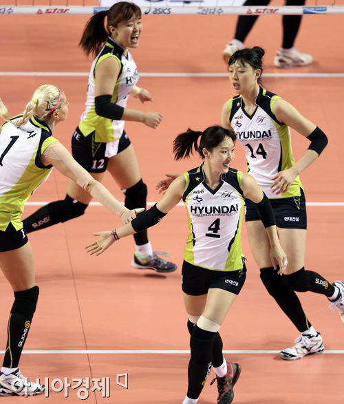 [포토] 현대건설 황연주 득점 기쁨