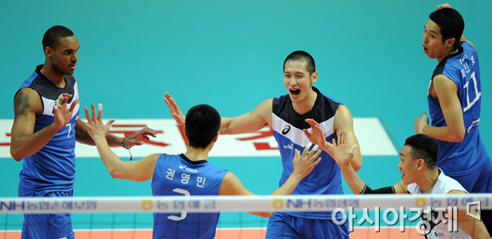 [포토] 현대캐피탈 '득점 기쁨!'