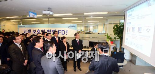 [포토]국회 개인정보 특위 위원들, 신한카드 본사 방문