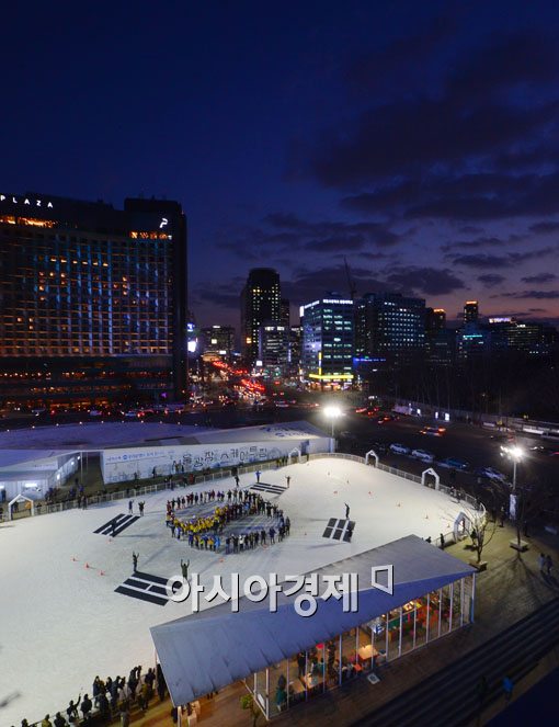 [포토]서울도심에 나타난 소치응원 태극기 