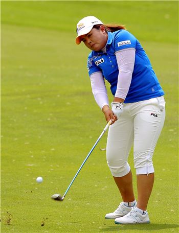 박인비가 혼다LPGA클래식 최종일 7번홀에서 샷을 하고 있다. 사진=휠라코리아 제공.