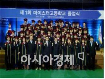 이명박 대통령이 2013년 인천 계양구 마이스터고 제1회 졸업식에 참석했다.  