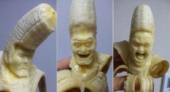 바나나로 만든 사람얼굴. (사진 출처:온라인 커뮤니티)