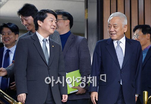 [포토]회의 참석하는 김한길·안철수