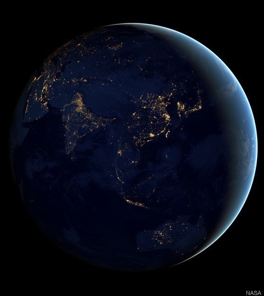 ▲아시아의 밤. (출처: NASA홈페이지)