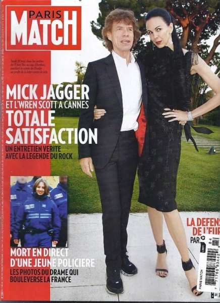 ▲믹 재거와 르웬 스콧이 함께 등장한 프랑스 패션잡지 '파리 매치(Paris Match) 2012년 6월 표지 