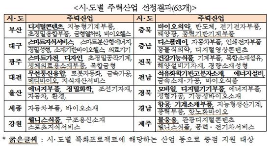 지역 시·도별 특화·선도산업 육성한다