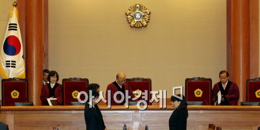 [포토]재판장으로 들어서는 박한철 헌법재판소장 