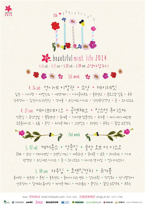▲ '뷰민라 2014' 최종 라인업 포스터 / 민트페이퍼 제공
