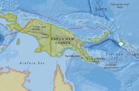 파푸아뉴기니 북서쪽 바다서 6.5 지진 발생