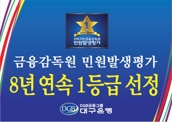 대구銀, 민원발생평가 8년 연속 '1등급'
