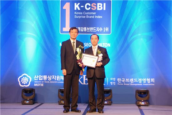 (왼쪽부터) 김성재 한국브랜드경영협회 회장과 서태장 SK증권 WM사업부문장 