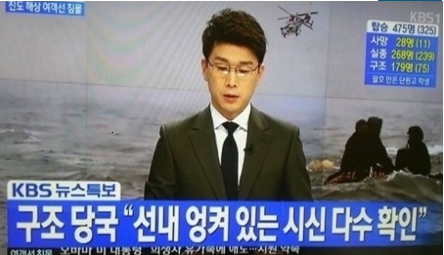 ▲논란이 일고 있는 KBS 세월호 침몰 보도.(사진=KBS뉴스)