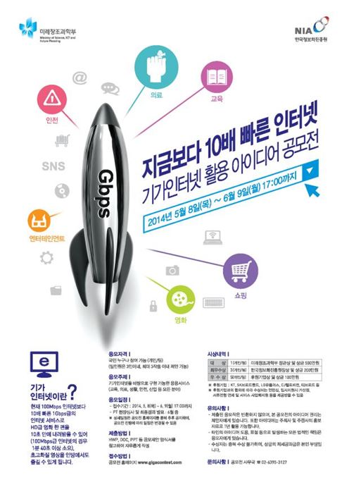 미래부, 기가인터넷 활용 아이디어 공모전 개최