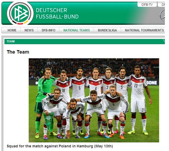 ▲ 독일의 폴란드전 선발 멤버. 이중 8명이 이날 경기를 통해 A매치에 데뷔했다. (사진: 독일 DFB 홈페이지)