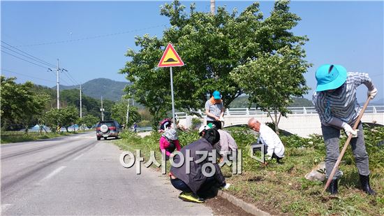 장흥군 주민과 공무원 마을가꾸기 주변 정화 활동 펼쳐