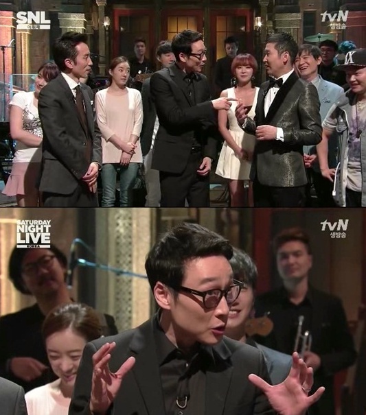 ▲이휘재가 SBS 도전천곡 폐지 소식을 언급했다.(사진:tvN 'SNL 코리아' 방송 캡처)