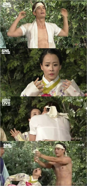 ▲류현경이 'SNL코리아'에 출연해 방자전 패러디를 선보였다. (사진: tvN 'SNL코리아' 방송 캡처)