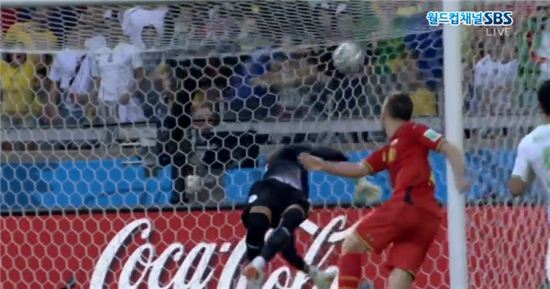 ▲벨기에의 드리스 메르텐스가 알제리와의 경기에서 후반 35분 역전골을 터트렸다. (사진: SBS 방송 캡처)