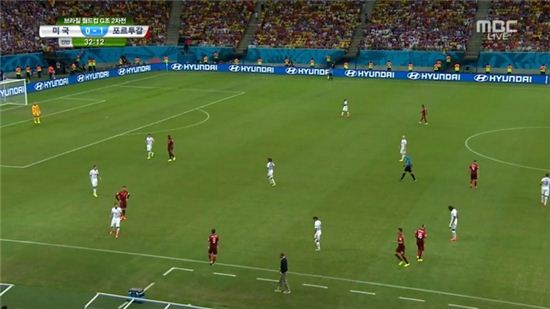 ▲미국과 포르투갈의 G조 2차전 경기. (사진:MBC 방송 캡처)